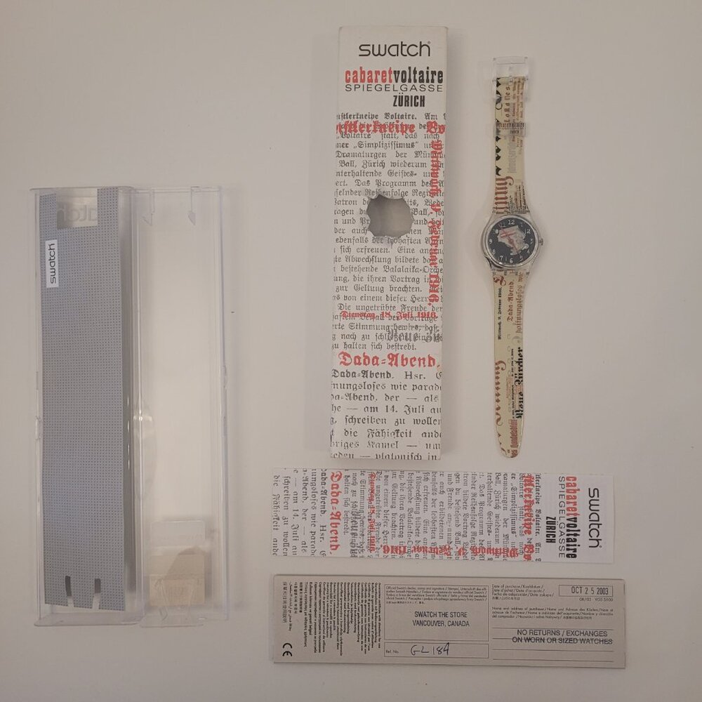 NEVER WORN Swatch 2003 Cabaret Voltaire Spiegelgasse Zürich Watch
